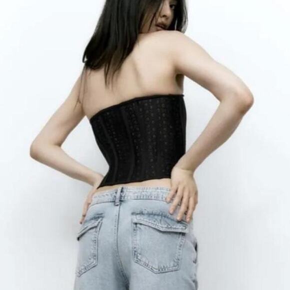 Zara Lace Corset Style Top Sz S - Picture 2 of 7